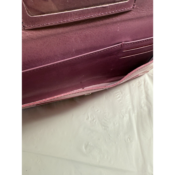 Abas Pink Leather Clutch Envelope Wallet Travel Barbie Pink - Picture 6 of 15